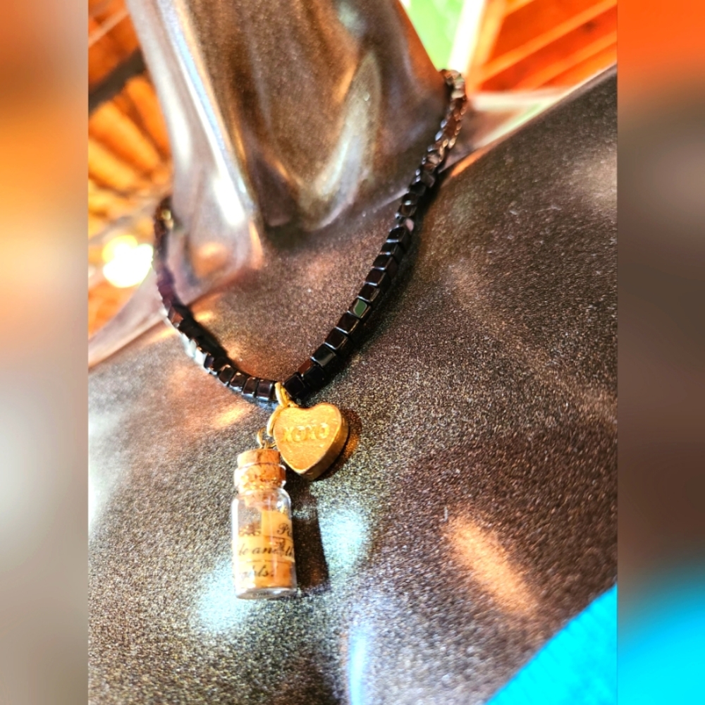 💛XOXO Handcasted Smarties Heart Charm & Pixie Dust Necklace -One Of A Kind🧚‍♀️